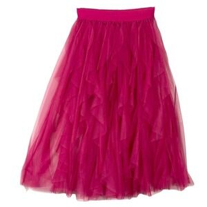 Sincerely Jules Mesh Tulle Ruffles Layered Pink Midi Maxi Skirt Large